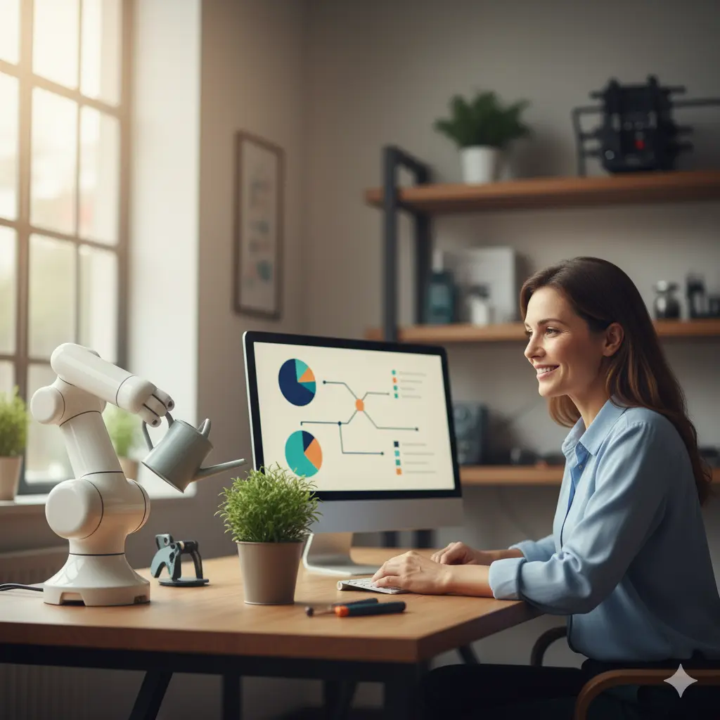 AI brain helping a small business